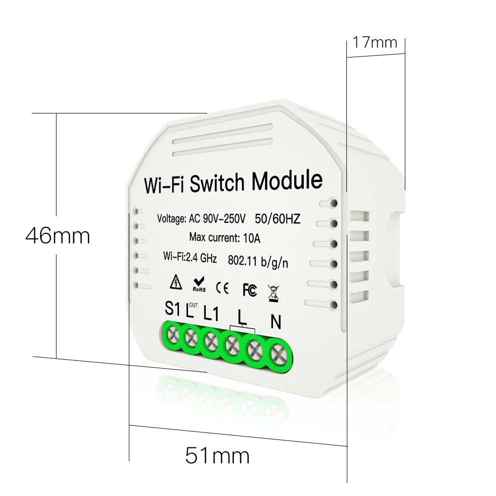 MiNi Wifi Smart Light Switch Diy Breaker Module Smart Life/Tuya APP Remote Control,Works with Alexa Echo Google Home 1/2 Way
MiNi Wifi Smart Light Switch Diy Breaker Module Smart Life/Tuya APP Remote Control,Works with Alexa Echo Google Home 1/2 Way