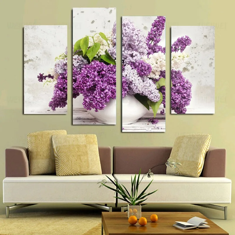 Printed Modular Picture Large Canvas Oil Painting For Bedroom Frame 4 Panel Purple Lilacs Living Room Home Wall Art Decor
Printed Modular Picture Large Canvas Oil Painting For Bedroom Frame 4 Panel Purple Lilacs Living Room Home Wall Art Decor