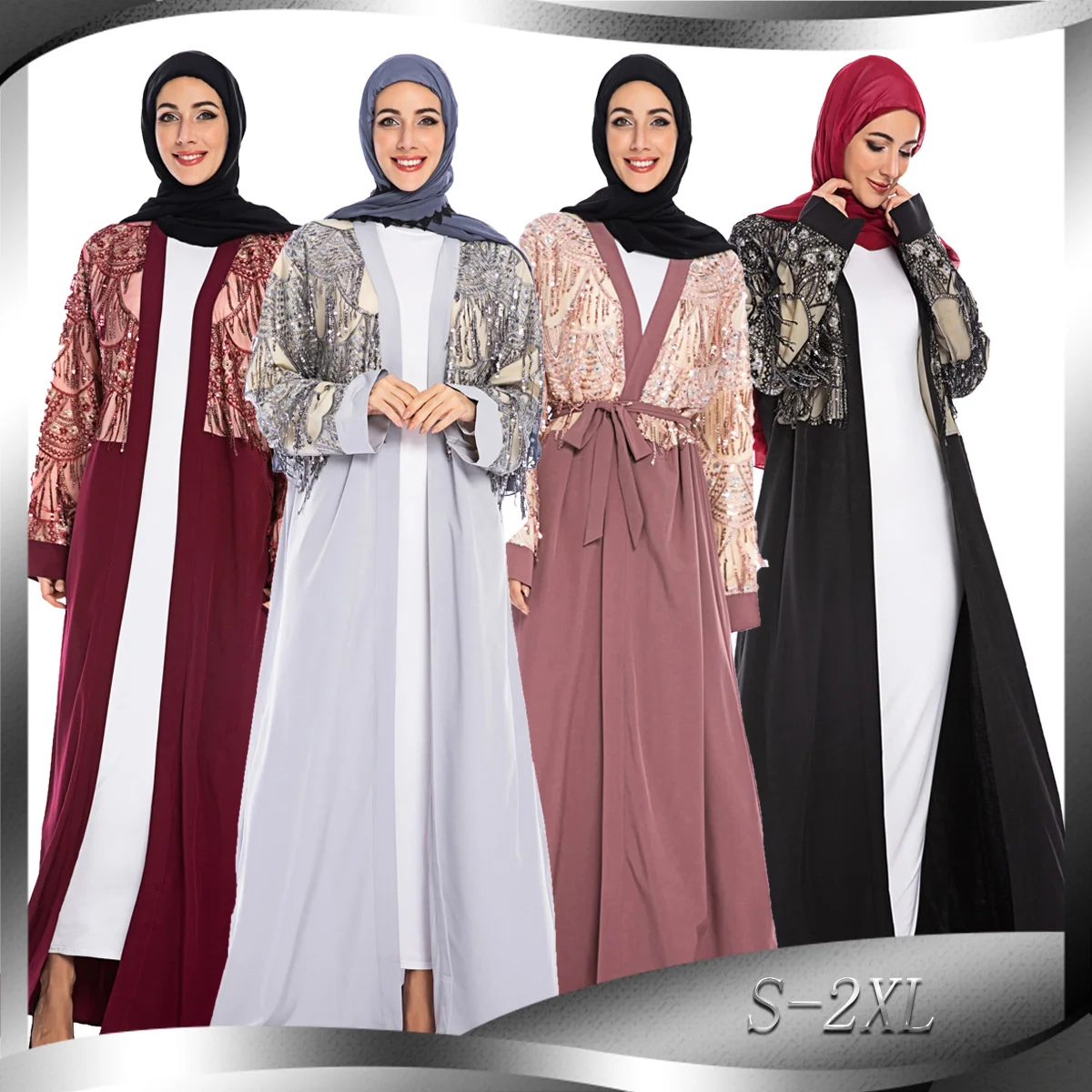 2022 Sequin tassel Turkish islamic swimsuit for Muslim women abaya women's gown cardigan robe 2021 muslimah clothing thobe
2022 Sequin tassel Turkish islamic swimsuit for Muslim women abaya women's gown cardigan robe 2021 muslimah clothing thobe