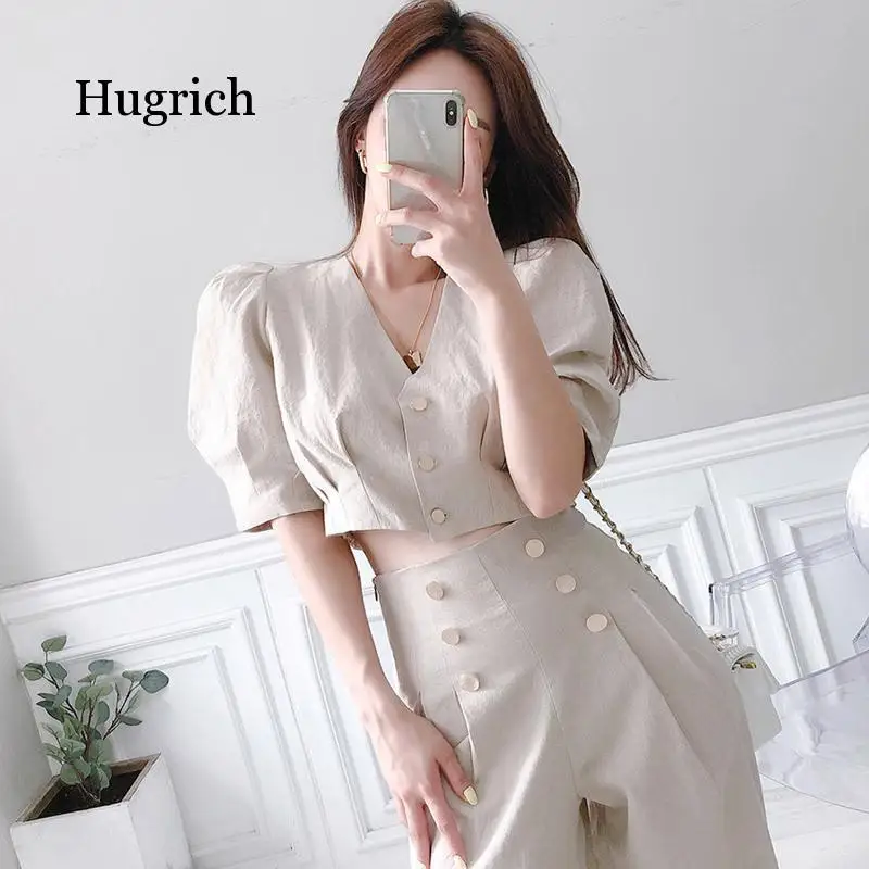 2021 Summer New Korean Single Breasted Short Top + Waist Pants Fashion Leisure Suit for Women
2021 Summer New Korean Single Breasted Short Top + Waist Pants Fashion Leisure Suit for Women