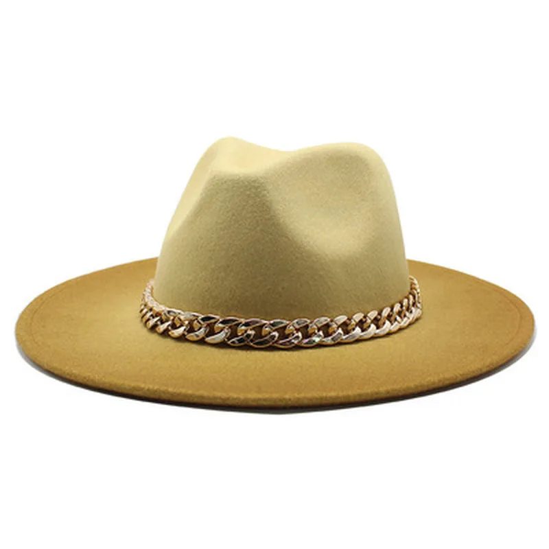 fedora hats gradient color solid belt band chain jazz caps wide brim casual formal church wedding khaki black camel women hats
fedora hats gradient color solid belt band chain jazz caps wide brim casual formal church wedding khaki black camel women hats