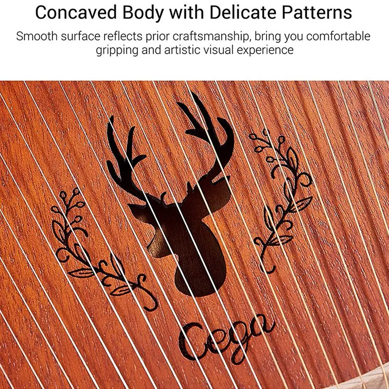 Cega Lyre Harp,19 String Mahogany Lye Harp Resonance Box with Carry Bag Portable Lyre 19 String Carved Phonetic Symbols
Cega Lyre Harp,19 String Mahogany Lye Harp Resonance Box with Carry Bag Portable Lyre 19 String Carved Phonetic Symbols