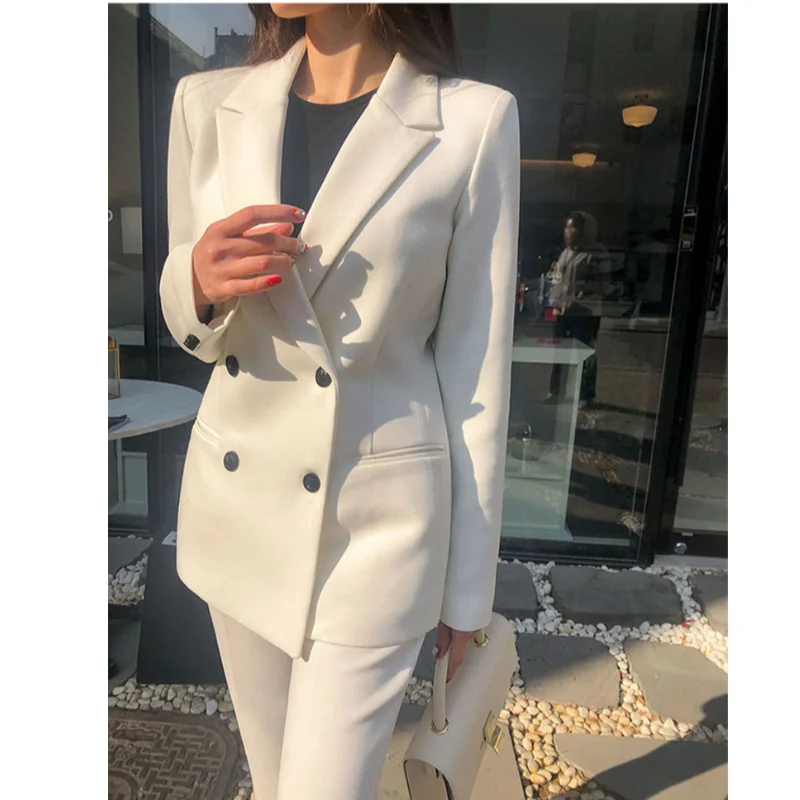 Fashion 2 Piece sets Set Women clothing Blazer Set Double-Breasted Slim Jacket Pant Suit Office Ladies Work Female Suit business
Fashion 2 Piece sets Set Women clothing Blazer Set Double-Breasted Slim Jacket Pant Suit Office Ladies Work Female Suit business