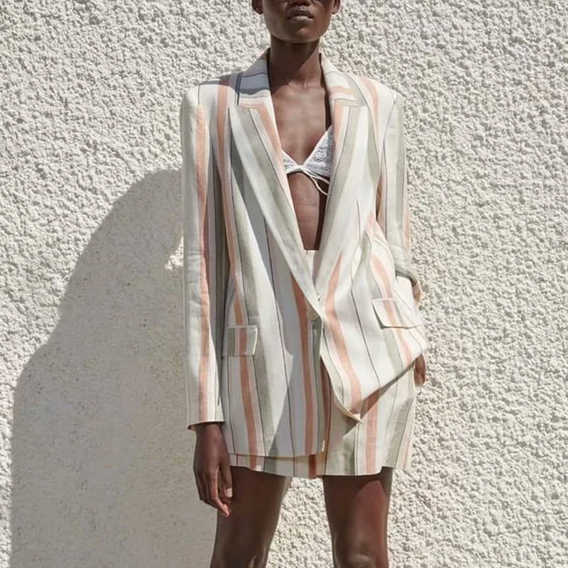 Women Summer Casual Striped Linen Blazers Coats 2021 ZA Long Sleeve Notched Collar Female Elegant Street Sweet Blazer Clothing
Women Summer Casual Striped Linen Blazers Coats 2021 ZA Long Sleeve Notched Collar Female Elegant Street Sweet Blazer Clothing