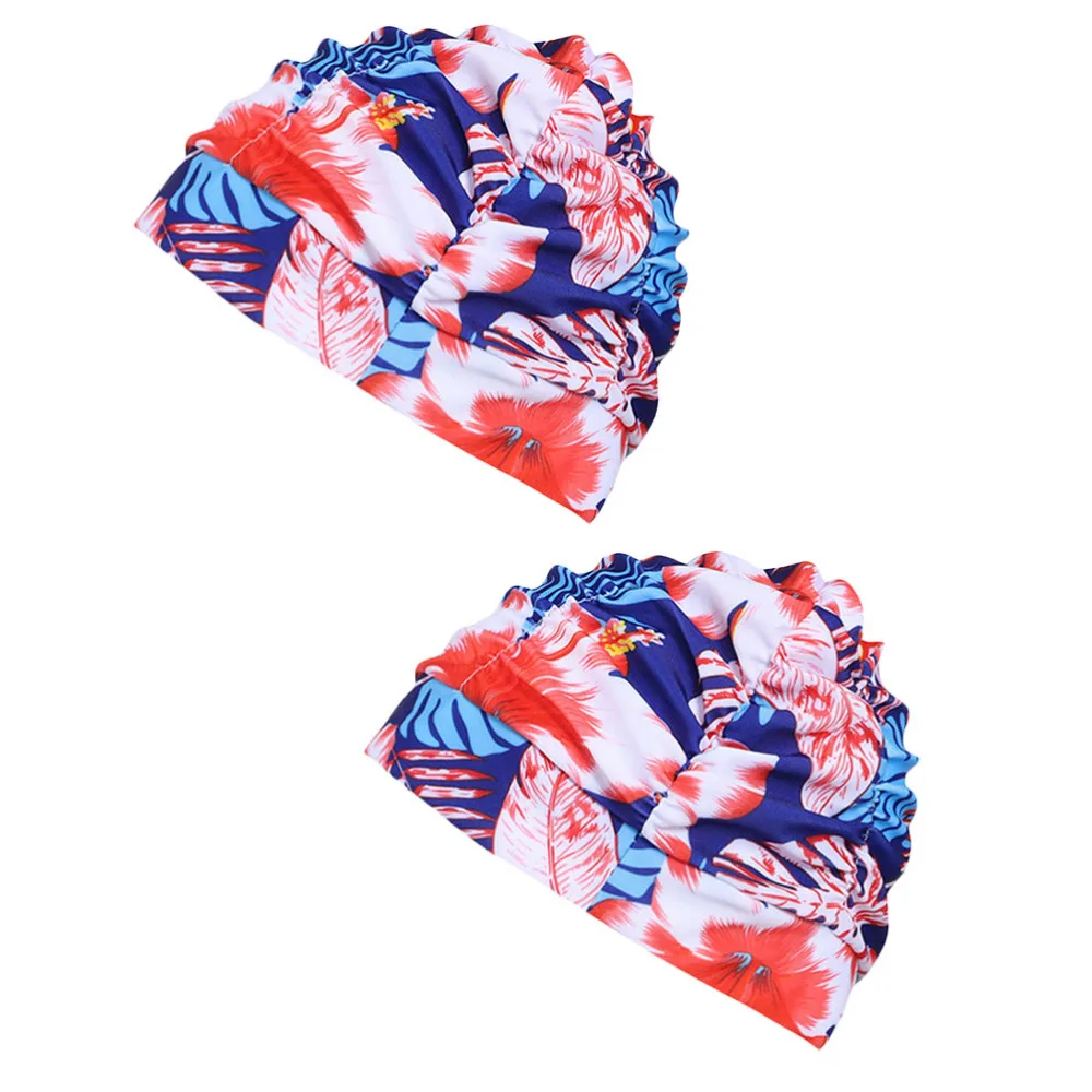 2 Pcs Pleated Swimming Cap Swimming Hat Sports Elastic Swimming Hat Ear Cover Swimming Head Accessory for Girls (Red Flowe 
2 Pcs Pleated Swimming Cap Swimming Hat Sports Elastic Swimming Hat Ear Cover Swimming Head Accessory for Girls (Red Flowe