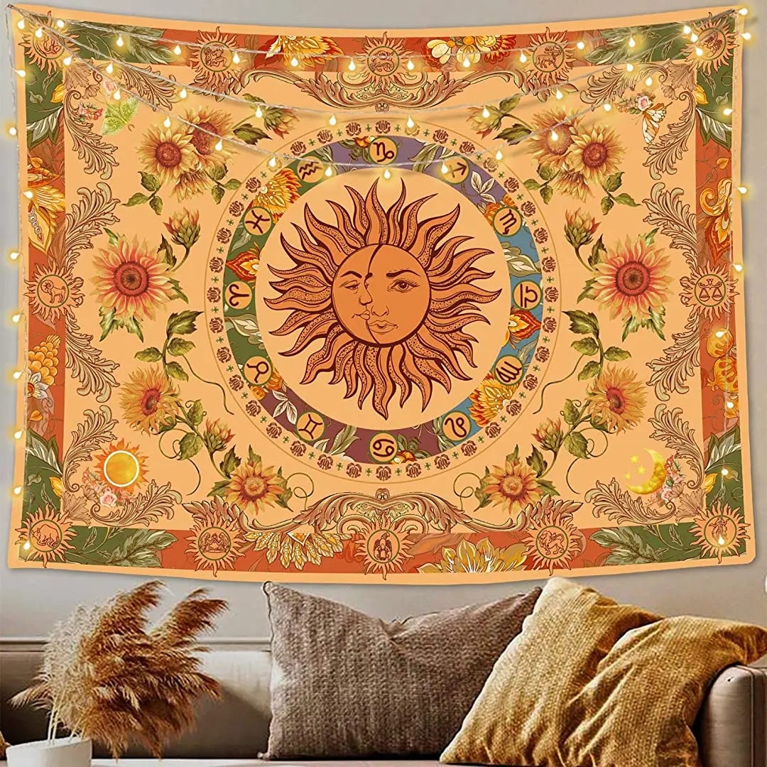 Accnicc Yellow Sun and Moon Tapestry Vintage Indie Boho Tapestry Wall Hanging with Sunflowers Butterfly Moth Tapestries
Accnicc Yellow Sun and Moon Tapestry Vintage Indie Boho Tapestry Wall Hanging with Sunflowers Butterfly Moth Tapestries