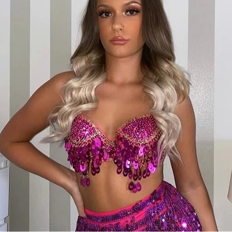 Y2k Sequin Tassel Crop Tops Outfits Women Summer Sexy V Neck Night Club Festival Costume Fashion Bra Top Padded Camisole
Y2k Sequin Tassel Crop Tops Outfits Women Summer Sexy V Neck Night Club Festival Costume Fashion Bra Top Padded Camisole