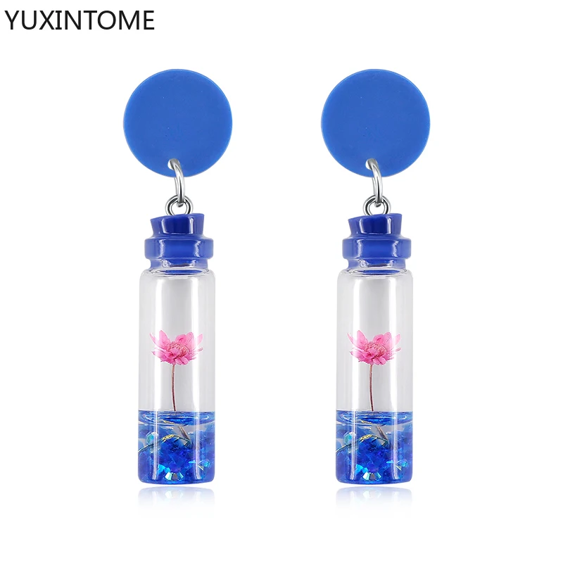 925 Sterling Silver Ear Needle Glass Bottle Earrings Korean Sequins Flower Earrings Creativity Fun Drifting Bottle Jewelry
925 Sterling Silver Ear Needle Glass Bottle Earrings Korean Sequins Flower Earrings Creativity Fun Drifting Bottle Jewelry