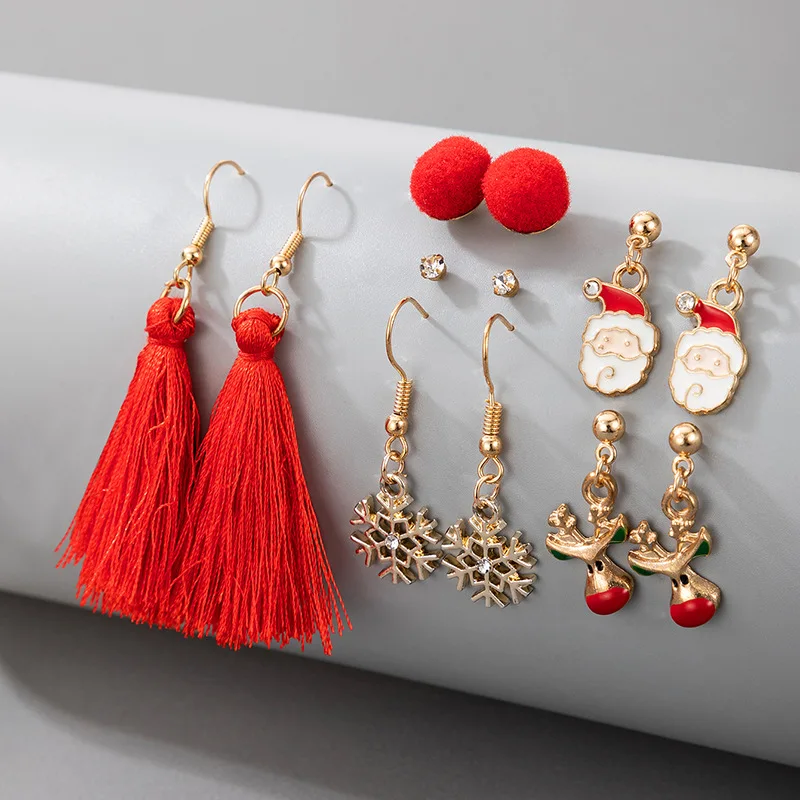 2020 New Christmas Earrings Girls Autumn Winter Elk Santa Claus Snowflake Tassel Red 6 Pairs Dangle Earrings Jewelry For Women
2020 New Christmas Earrings Girls Autumn Winter Elk Santa Claus Snowflake Tassel Red 6 Pairs Dangle Earrings Jewelry For Women
