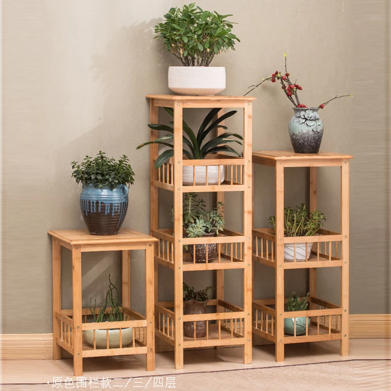 2-4 Layer Wood Bamboo Flower Shelf Living Room Simple Fish Tank Rack Storage Bathroom Organizer Holder Sofa Coffee Side Table | Дом и сад