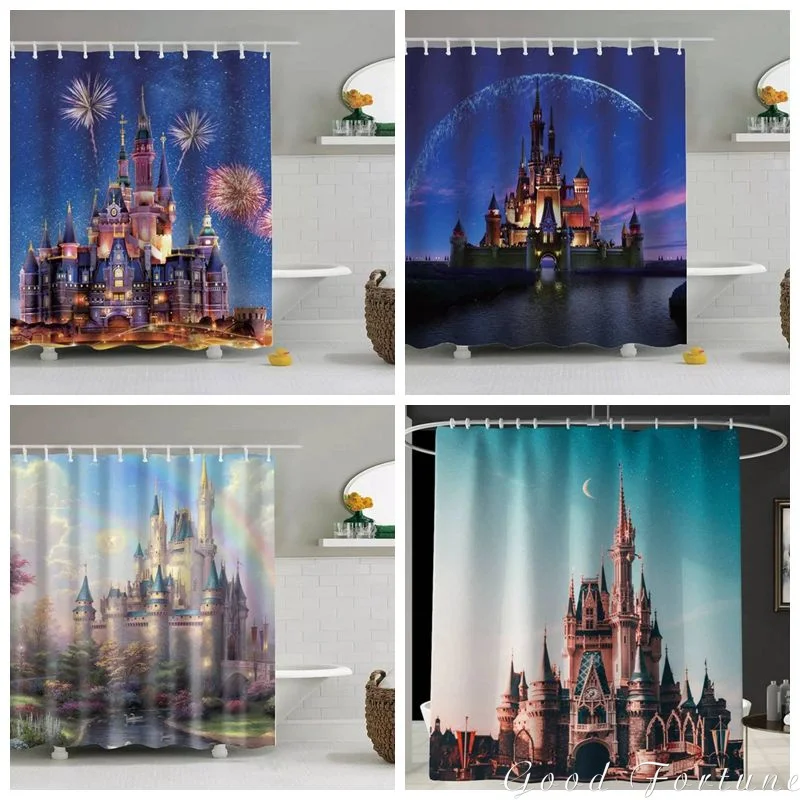 

Fairy Tale Fantasy Magic Castle Landscape Shower Curtain Bathroom Decor