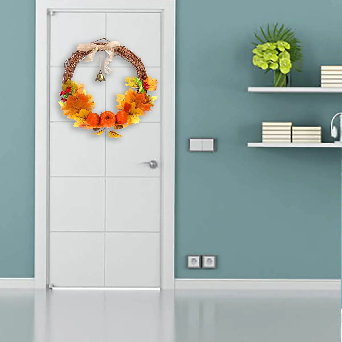 16 inch LED Maple Leaf Autumn Pumpkin Wreath With Bell Hanging Ornaments Window Home Decor Gift for Christmas and Thanks
16 inch LED Maple Leaf Autumn Pumpkin Wreath With Bell Hanging Ornaments Window Home Decor Gift for Christmas and Thanks