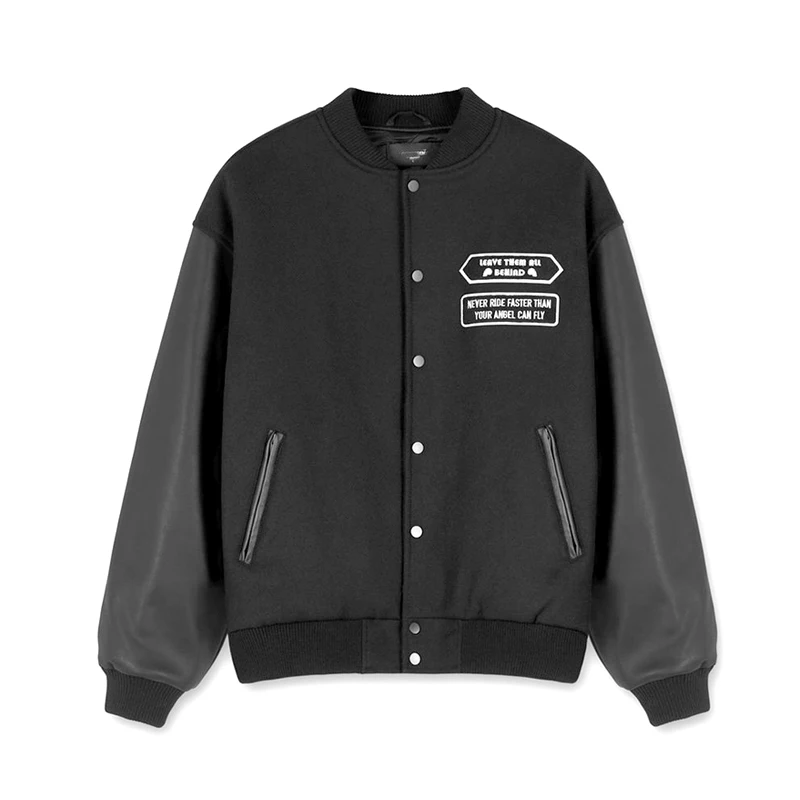 New luxury Men Rib Sleeve Represent VARSITY PU Leather Bomber couple Baseball Coats & Jackets Abstract digital coat Motor #A285
New luxury Men Rib Sleeve Represent VARSITY PU Leather Bomber couple Baseball Coats & Jackets Abstract digital coat Motor #A285