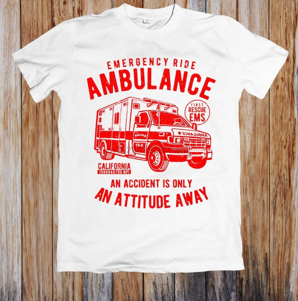 2019 Men O Neck Designer Adults Casual Tee Shirt Emergency Ride Ambulance T Print Men| |