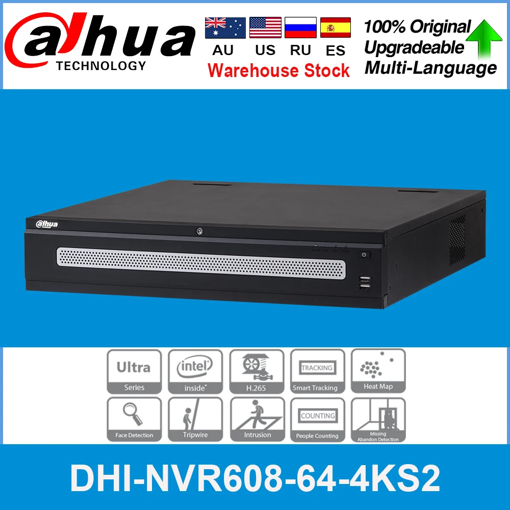 Оригинальный видеорегистратор Dahua H.265 64ch 4K NVR608 64 4KS2 разрешением до 12 МП для