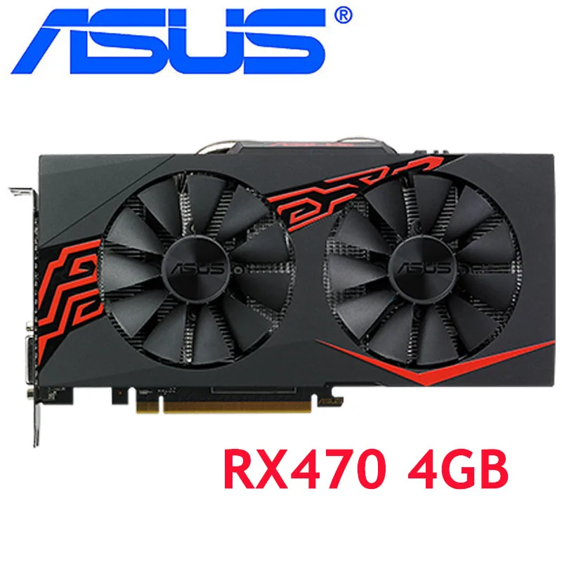 ASUS видеокарта RX 470 4 Гб 256Bit GDDR5 видеокарты для AMD 400 series компьютерные карты RX470 DVI 570 580