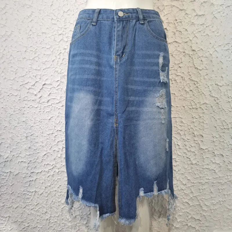 Ripped Irregular Women's Denim Mini Skirt High Waist Tassel Front Split Skirts Women 2021 Summer Fashion Elegant Ladies Bottoms
Ripped Irregular Women's Denim Mini Skirt High Waist Tassel Front Split Skirts Women 2021 Summer Fashion Elegant Ladies Bottoms
