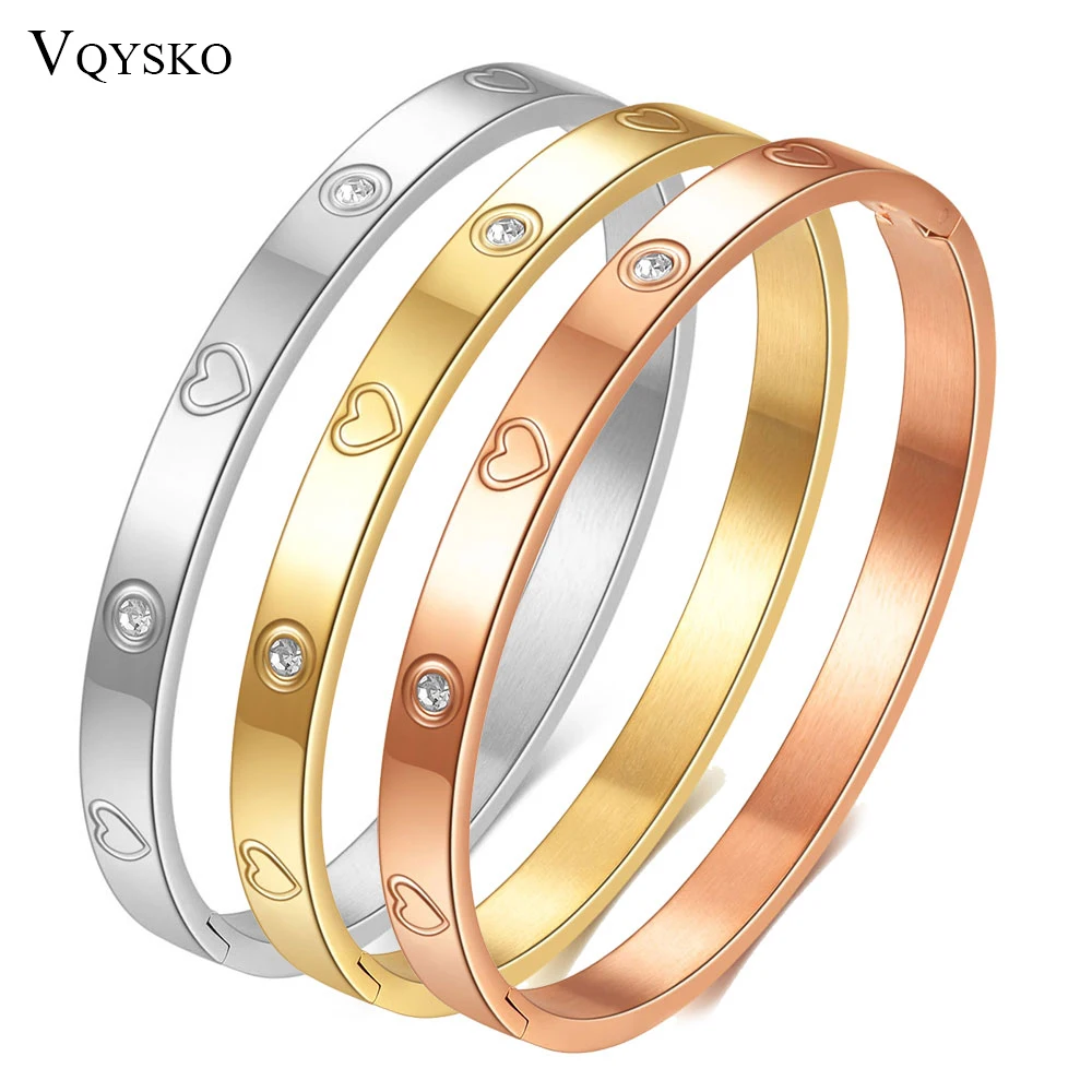 Fashion Lovers Heart Bracelet Bangle with Cubic Zirconia Women Stainless Steel Hinged Jewelry Armband For Valentine Day Gift
Fashion Lovers Heart Bracelet Bangle with Cubic Zirconia Women Stainless Steel Hinged Jewelry Armband For Valentine Day Gift