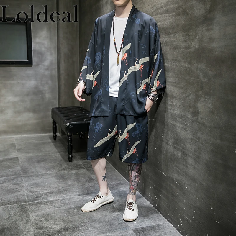Loldeal Chinese Style 3/4 Sleeve Shirt + Shorts Two-piece Men's Loose Flying Crane Printed Kimono Set
Loldeal Chinese Style 3/4 Sleeve Shirt + Shorts Two-piece Men's Loose Flying Crane Printed Kimono Set