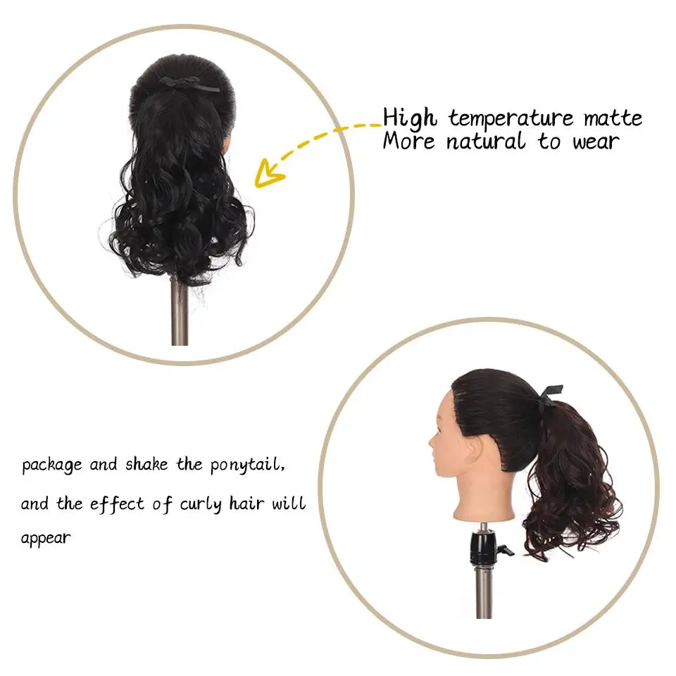 10-Inch Rayon Synthetic Fiber Heat-resistant Curly Hair With Ponytail Wig, Flaky Hair Extension, Small Ponytail
