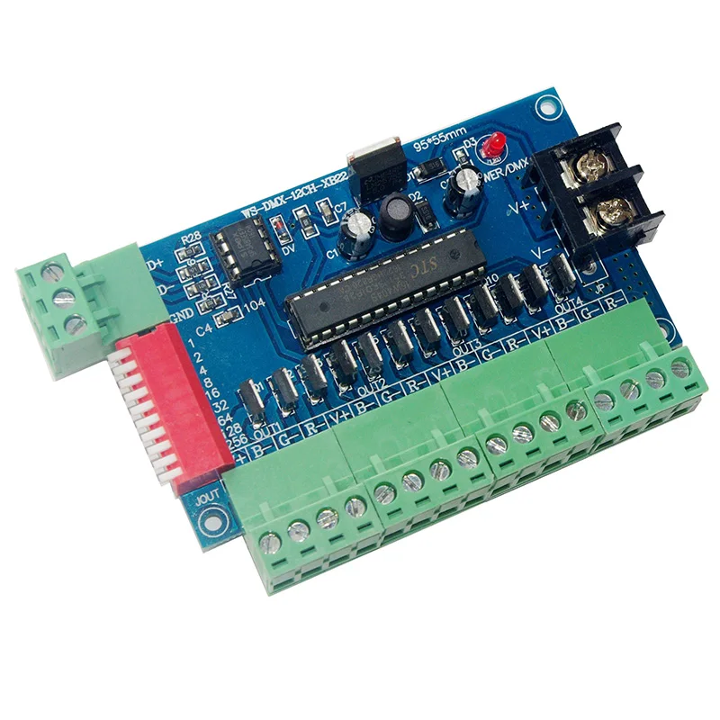 LED 12CH DMX512 Decoder 12 channel 4 group 24A max DMX512 3P controller DC5V-24V DMX Decoder dimmer For led light 
LED 12CH DMX512 Decoder 12 channel 4 group 24A max DMX512 3P controller DC5V-24V DMX Decoder dimmer For led light