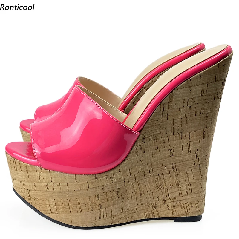 Ronticool Handmade Women Mules Sandals Patent Leather Wedges Heel Open Toe Gorgeous 10 Colors Party Shoes Women Plus Size 35-46
Ronticool Handmade Women Mules Sandals Patent Leather Wedges Heel Open Toe Gorgeous 10 Colors Party Shoes Women Plus Size 35-46