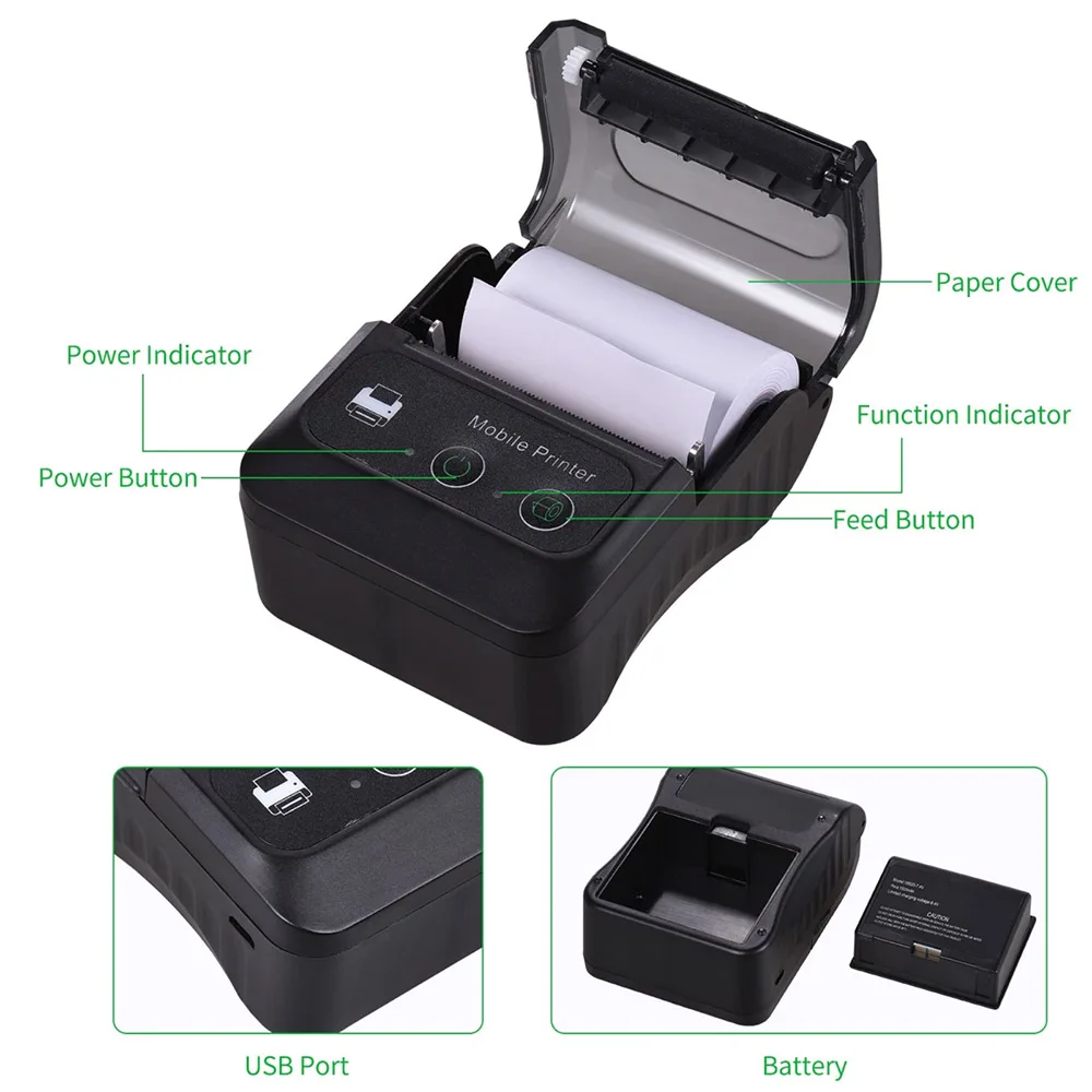 58mm Bluetooth Thermal Receipt Printer For Android IOS Windows Portable USB Bill ESC POS Mobile Printer For Retail Store 
58mm Bluetooth Thermal Receipt Printer For Android IOS Windows Portable USB Bill ESC POS Mobile Printer For Retail Store