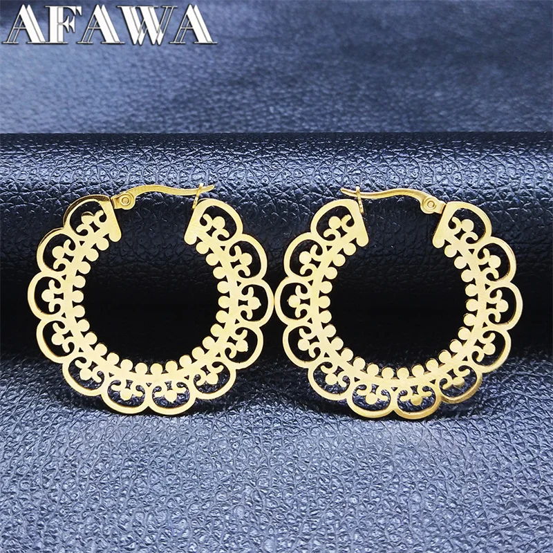 2023 Stainless Steel Big Flower Circle Earrings for Women India Gold Color Round Earrings Jewelry pendientes aro mujer E8969S01
2023 Stainless Steel Big Flower Circle Earrings for Women India Gold Color Round Earrings Jewelry pendientes aro mujer E8969S01