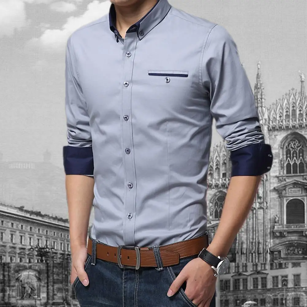 2020 New Fashion Men Business Casual Solid Color Long Sleeve Turn Down Collar Office Shirt Top Bottoming Shirt Xmas Gift
2020 New Fashion Men Business Casual Solid Color Long Sleeve Turn Down Collar Office Shirt Top Bottoming Shirt Xmas Gift