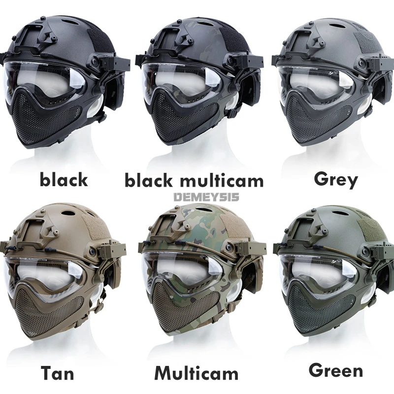 Тактический шлем + маска комплекты очков для улицы страйкбола пейнтбола с очками