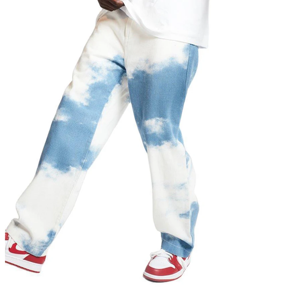 Men Casual Loose Straight Denim Pants Men Jeans Tie Dye Print Sky Blue Long Trouser Straight Jeans Streetwear Men Hip Hop 
Men Casual Loose Straight Denim Pants Men Jeans Tie Dye Print Sky Blue Long Trouser Straight Jeans Streetwear Men Hip Hop