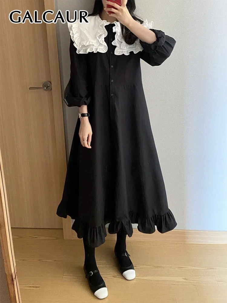GALCAUR Casual Patchwork Colorblock Dress For Women Peter Pan Collar Long Sleeve Loose Midi Dresses Female Korean Fashion Autumn
GALCAUR Casual Patchwork Colorblock Dress For Women Peter Pan Collar Long Sleeve Loose Midi Dresses Female Korean Fashion Autumn