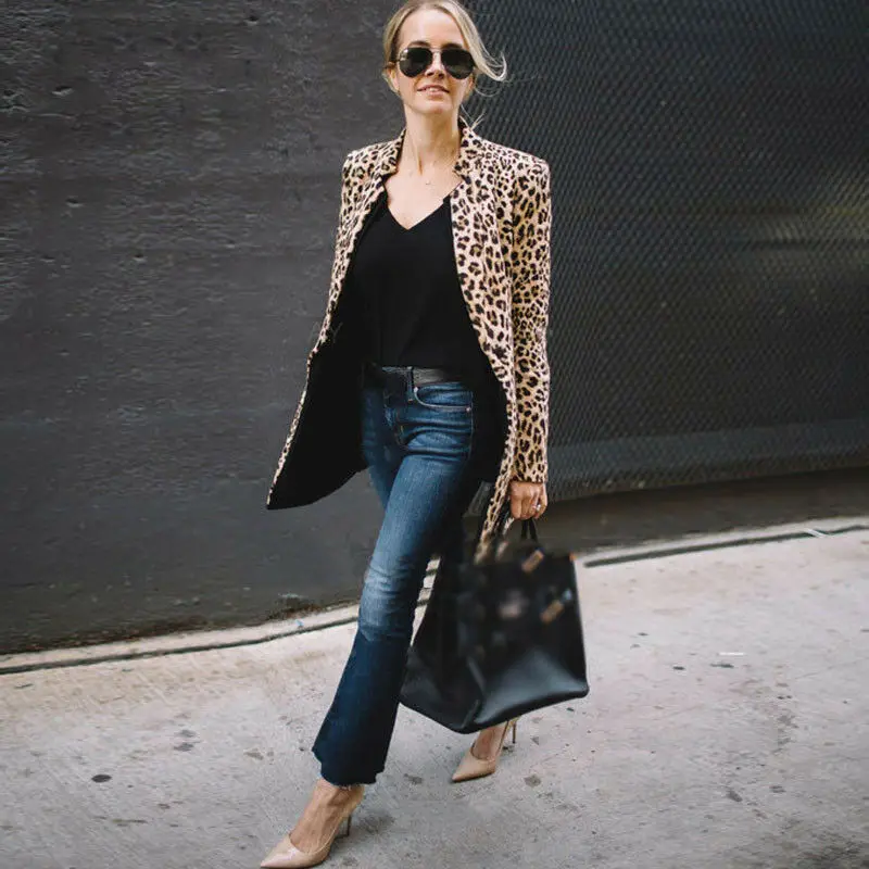Fashion Women Leopard Blazer Slim Casual Business Blazer Suit Jacket Coat Outwear Cardigan Top 
Fashion Women Leopard Blazer Slim Casual Business Blazer Suit Jacket Coat Outwear Cardigan Top