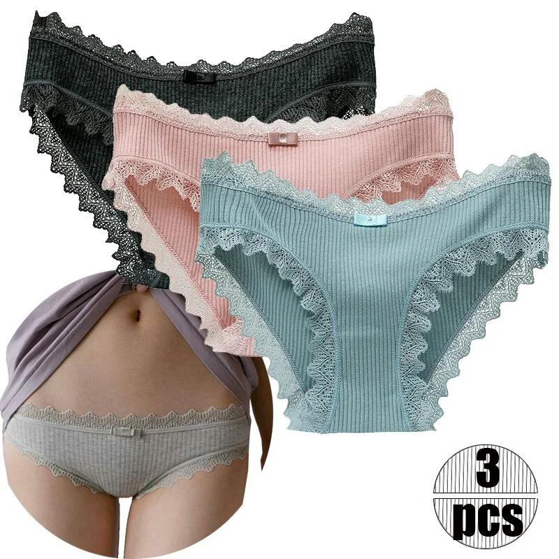 3pcs Lace Panties Cotton Underwear Women Bowknot Cotton Briefs Causal Breathable Candy Color Underpants
3pcs Lace Panties Cotton Underwear Women Bowknot Cotton Briefs Causal Breathable Candy Color Underpants