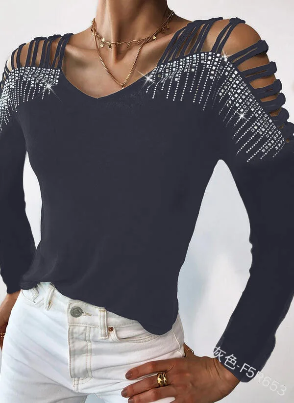 WEPBEL Women Sexy Hollow Out Bandage Diamond Shirt Top Ladies Ladies Elegant Long Sleeve O Neck Corset T-shirt
WEPBEL Women Sexy Hollow Out Bandage Diamond Shirt Top Ladies Ladies Elegant Long Sleeve O Neck Corset T-shirt