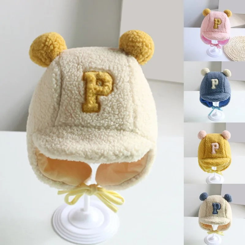 Winter Baby Boys Letter P Lamb Velvet Earflap Hat Double Pompom Cap For Kids Toddler Bonnet
Winter Baby Boys Letter P Lamb Velvet Earflap Hat Double Pompom Cap For Kids Toddler Bonnet