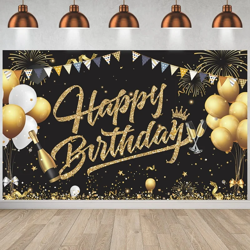 Newest Birthday Backdrop Banner Black Gold Backdrop Sign Happy Birthday Party Decoration Set For Girls Men Women Celebration
Newest Birthday Backdrop Banner Black Gold Backdrop Sign Happy Birthday Party Decoration Set For Girls Men Women Celebration