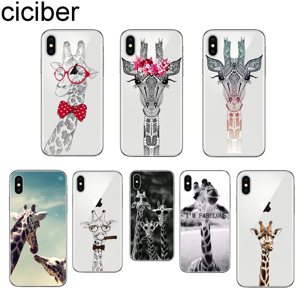 Ciciber роскошный чехол с жирафом для iPhone 7 6S 8 Plus 5S SE X XR XS Max из мягкого силикона и ТПУ 11