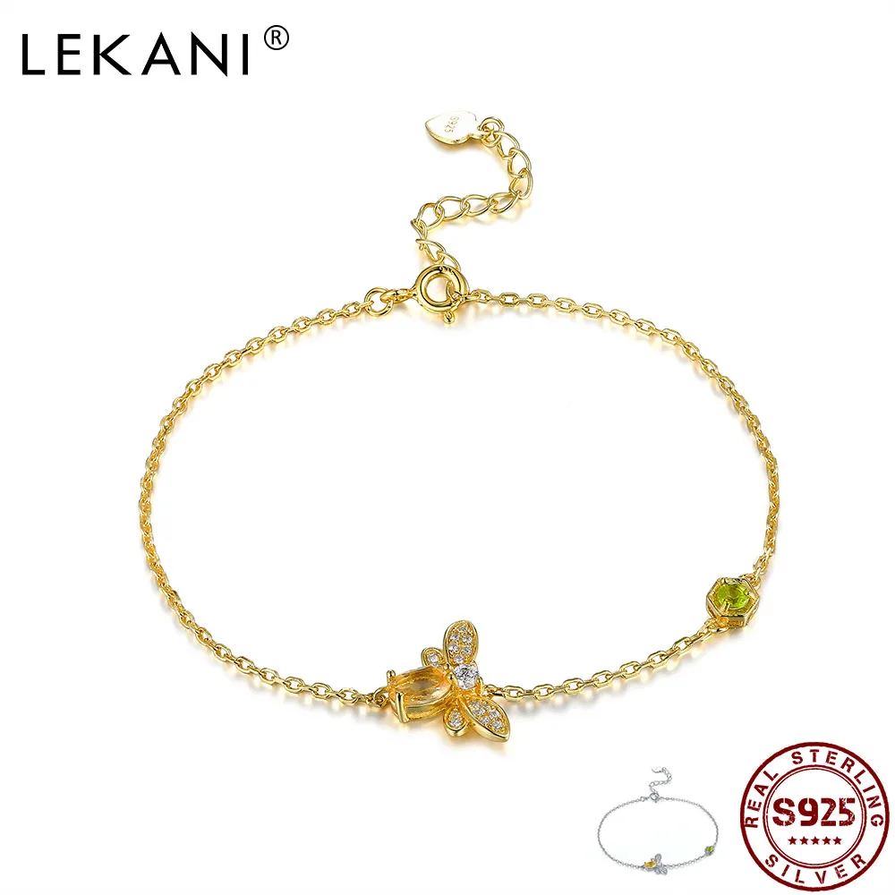 LEKANI Bracelets For Women 925 Sterling Silver Trendy Cubic Zirconia Cute Bee Charm Bracelets Golden Fine Jewelry Party Gift
LEKANI Bracelets For Women 925 Sterling Silver Trendy Cubic Zirconia Cute Bee Charm Bracelets Golden Fine Jewelry Party Gift