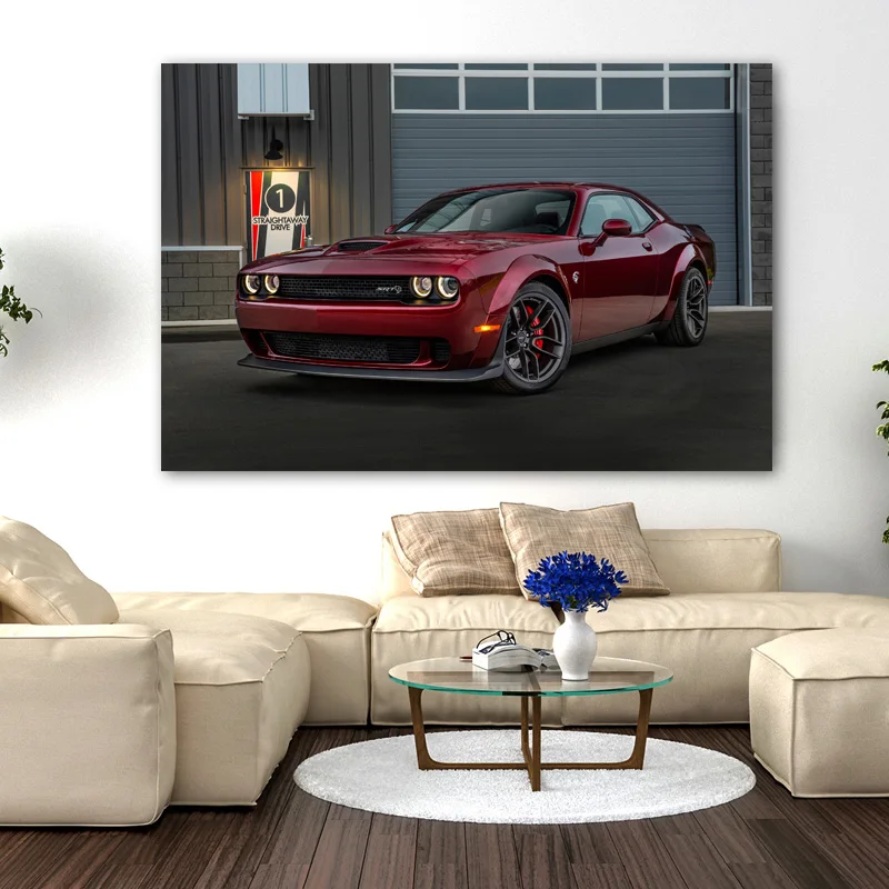 Плакаты и принты Dodge Challenger SRT мышечный автомобиль красные автомобильные обои на