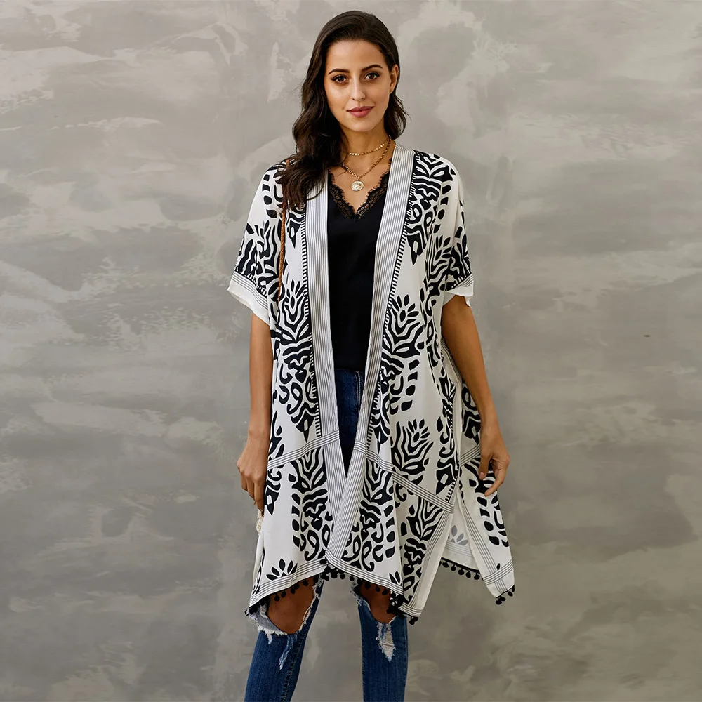 Seaside Holiday Cardigan Short-sleeved Sunscreen Printed Beach Hoodie In The Long Coat Woman Women Chiffon Floral Cover Ups
Seaside Holiday Cardigan Short-sleeved Sunscreen Printed Beach Hoodie In The Long Coat Woman Women Chiffon Floral Cover Ups
