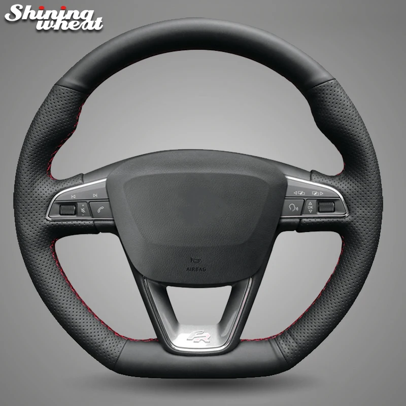 Black Artificial Leather steering wheel cover for seat Leon Cupra R 2013-2019 Ateca Cupra 2016-2019 Leon ST Cupra 2013-2019 
Black Artificial Leather steering wheel cover for seat Leon Cupra R 2013-2019 Ateca Cupra 2016-2019 Leon ST Cupra 2013-2019