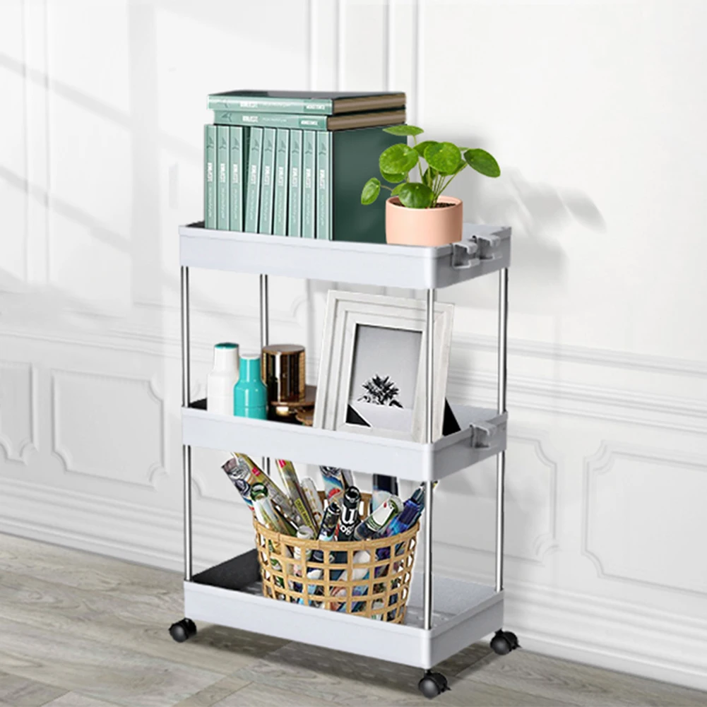 3 Tier Movable Slim Storage Cart Mobile Shelving Unit Organizer Slide Out Rolling Utility Rack for Kitchen Bathroom | Дом и сад