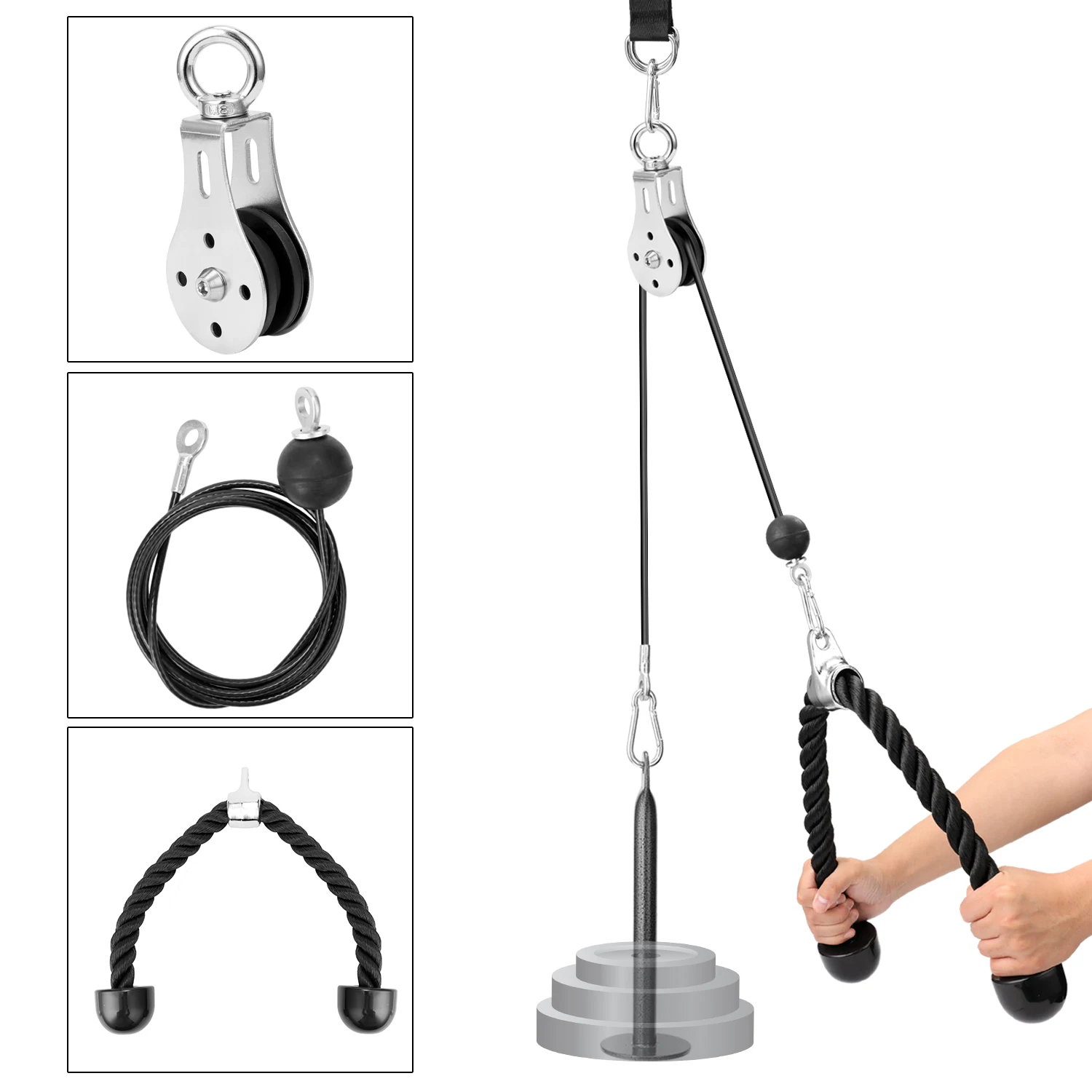 

Fitness DIY Gym Pulley Cable Machine Attachment System Loading Pin Lifting Workout Arm Biceps Triceps Hand Training Equipment
