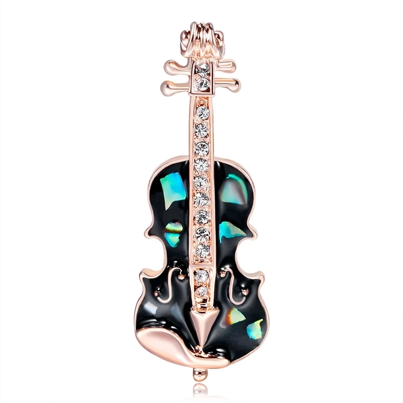 

Cartoon Rhinestone Green Enamel Violin Guitar Brooches Women Zinc Alloy Weddings Banquet Brooch Pins Party Dress Jewelry Gifts