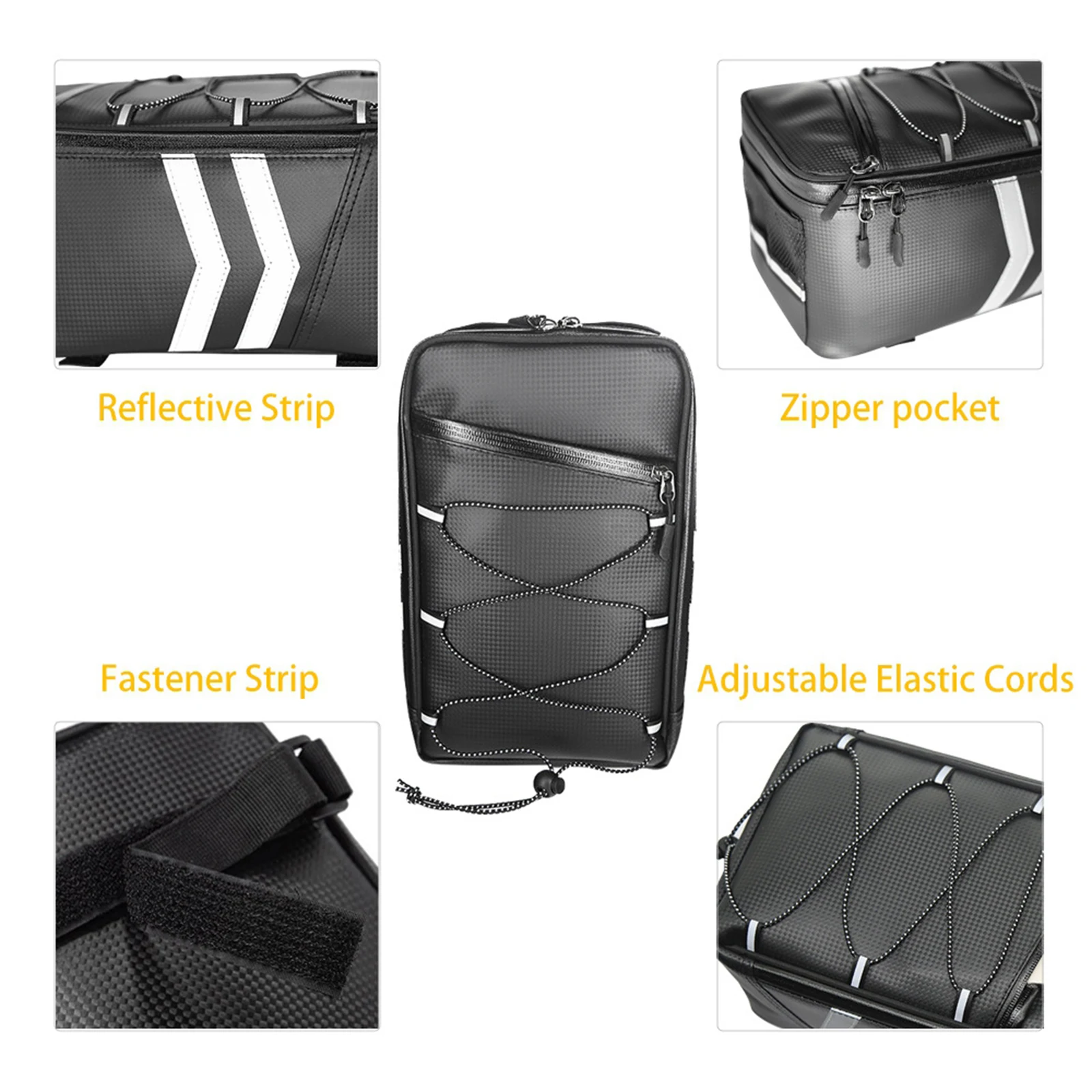 PU 9L Bike Rear Carrier Bag Bicycle Backseat Road Cycling Pannier Black 
PU 9L Bike Rear Carrier Bag Bicycle Backseat Road Cycling Pannier Black