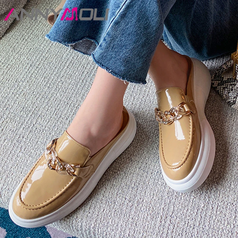 ANNYMOLI Women Mules Shoes Chain Wedges Sandals Platform High Heel Slides Square Toe Cow Leather Ladies Footwear Summer Black 40
ANNYMOLI Women Mules Shoes Chain Wedges Sandals Platform High Heel Slides Square Toe Cow Leather Ladies Footwear Summer Black 40