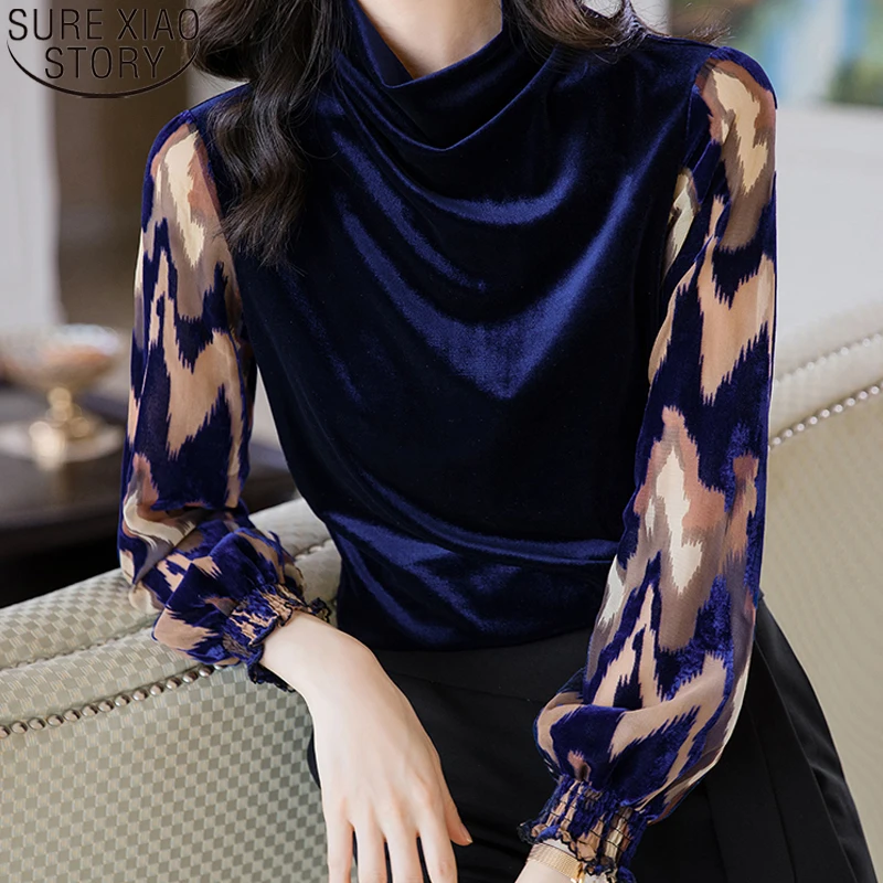 Autumn Winter 2023 New Fashion Gold Velvet Blouse Women Long Sleeve Shirt Half High Collar Flocking Bottoming Shirt Tops 18443
Autumn Winter 2023 New Fashion Gold Velvet Blouse Women Long Sleeve Shirt Half High Collar Flocking Bottoming Shirt Tops 18443