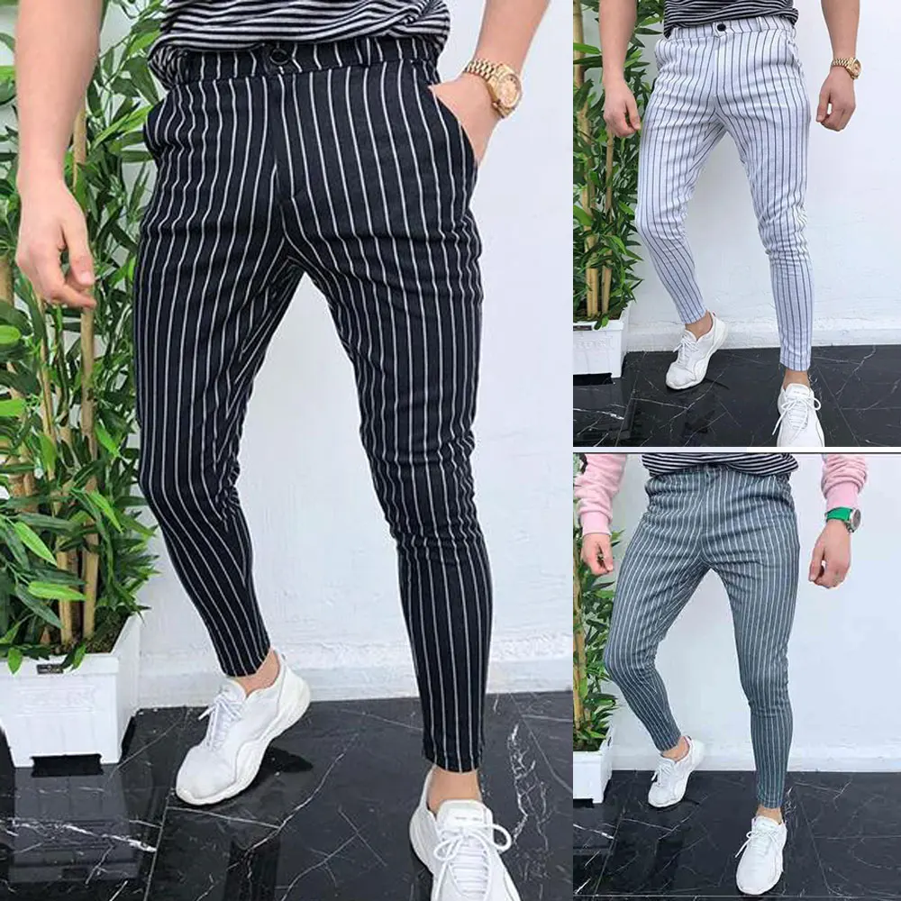 2020 New Men Slim Fit Striper Trousers Tracksuit Pockets Button Skinny Joggers Sport Sweat Track Pants Streetwear Casual Bottoms
2020 New Men Slim Fit Striper Trousers Tracksuit Pockets Button Skinny Joggers Sport Sweat Track Pants Streetwear Casual Bottoms