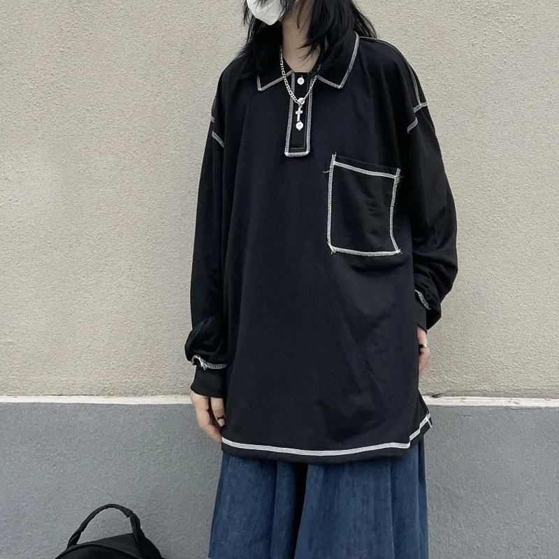 Korean Ulzzang Autumn New Fashion T-Shirts Harajuku Line Design shaped Vintage Polo Full Sleeves BF Style Loose Casual T-Shirts
Korean Ulzzang Autumn New Fashion T-Shirts Harajuku Line Design shaped Vintage Polo Full Sleeves BF Style Loose Casual T-Shirts